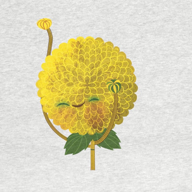 Yellow Boom Boom Dahlia by Kath Waxman Illustration